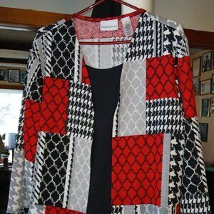 Ladies Size Large Alfred Dunner 3/4 Sleeve Blouse With Attached Tank Top